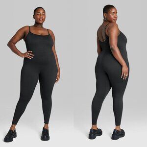 4X - Womens Seamless Fabric Bodysuit - Wild Fable - Black